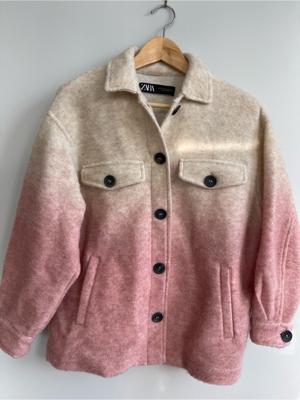 Zara Pink & Cream Ombre Teddy Jacket